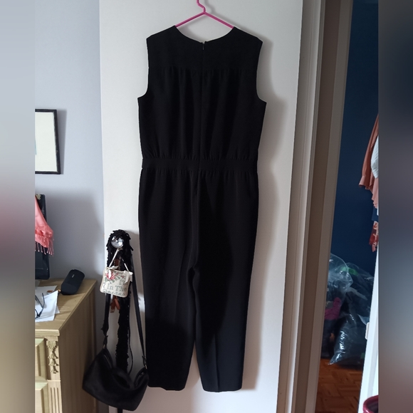 THEORY Shirred Jumpsuit Classic Crepe Black 12 - Picture 7 of 10